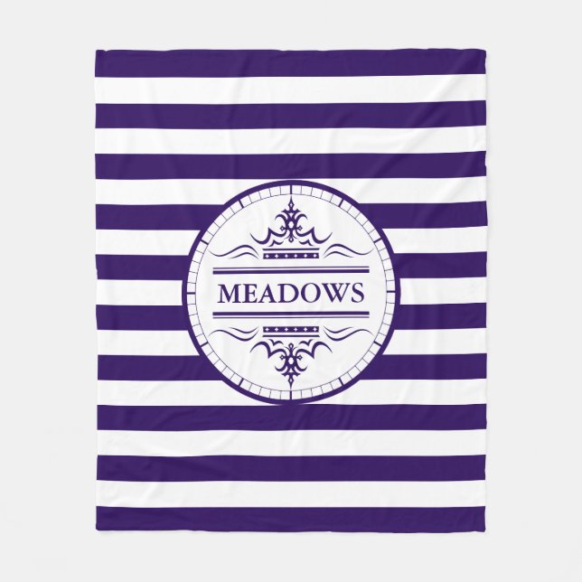 Monogram Nautical Elegant Navy Blue Fleece Blanket (Front)