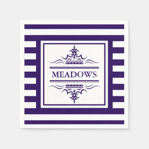 Monogram Nautical Elegant Navy Blue Paper Napkins