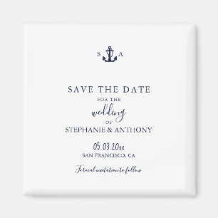Monogram Nautical Navy Blue Anchor Wedding    Magnet