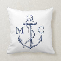Monogram Nautical Navy + White Sketch Anchor |