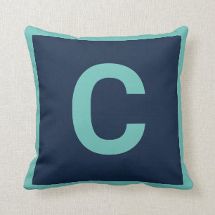MONOGRAM NAVY AQUA DOUBLESIDED Cushion Pillow