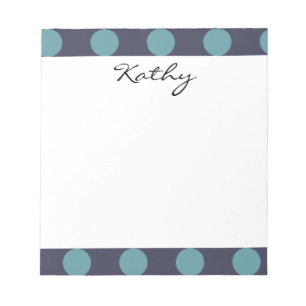 Monogram Navy Blue Baby Blue Polka Dot Pattern Notepad