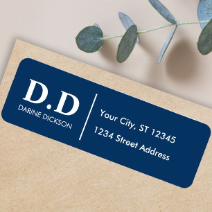 Monogram Navy Blue Business Mailing Return Address Label