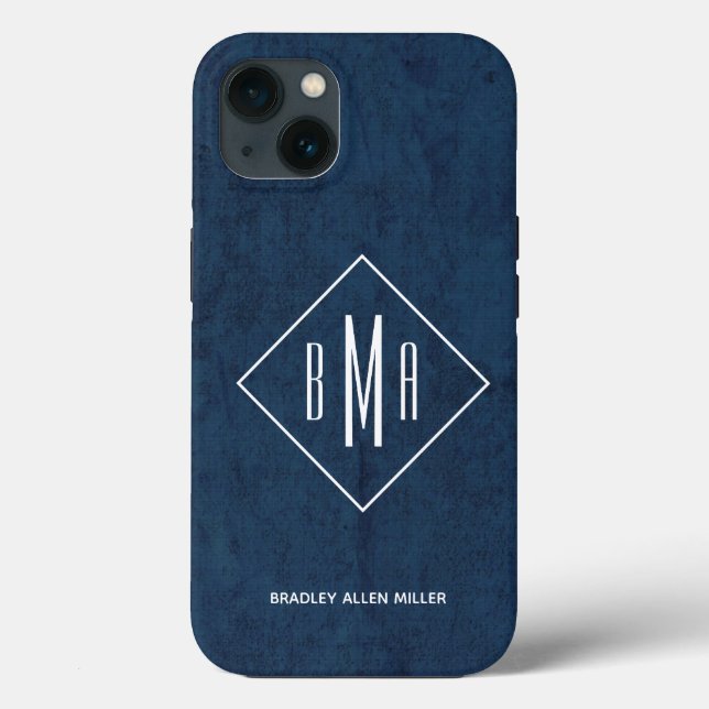 Monogram Navy Blue Case-Mate iPhone Case (Back)