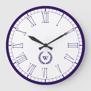 Monogram Navy Blue Classic Wall Clock