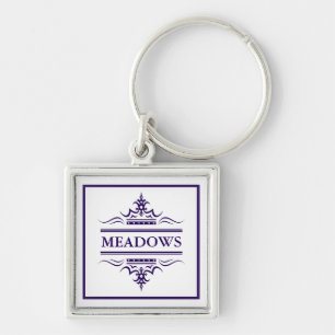 Monogram Navy Blue Elegant Classic Keychain