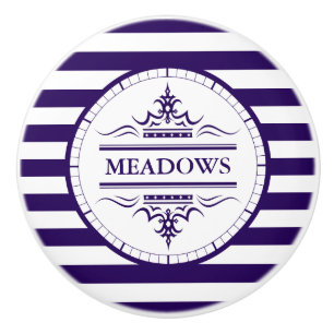 Monogram Navy Blue Elegant Nautical Ceramic Knob