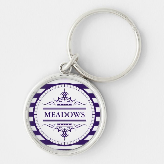 Monogram Navy Blue Elegant Nautical Keychain (Front)