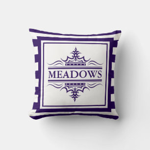 Monogram Navy Blue Elegant Nautical Throw Pillow