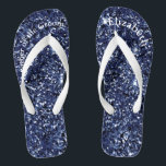 Monogram Navy Blue Glitter Mother of Bride Groom  Thongs<br><div class="desc">A fun gift for both the mother of the bride and groom. When her feet are tired at the end of the night,  she'll want these!  Personalise them!</div>