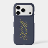 Monogram Navy Blue Gold Initials Script Simple Men