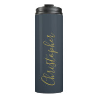 Monogram Navy Blue Gold Script Name Minimalist Men
