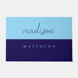 Monogram Navy Blue   Modern Minimalist Doormat