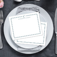 Monogram Navy Blue Newlywed Stationery