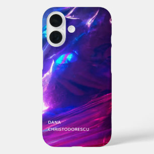 Monogram navy blue purple red bright abstract iPhone 16 case