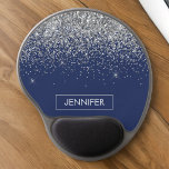 Monogram Navy Blue Silver Glam Glitter Gel Mouse Pad<br><div class="desc">Silver and Navy Blue Sparkle Glitter Monogram Name and Initial Mousepad (Mouse Pad). This makes the perfect sweet 16 birthday,  wedding,  bridal shower,  anniversary,  baby shower or bachelorette party gift for someone that loves glam luxury and chic styles.</div>