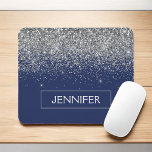 Monogram Navy Blue Silver Glam Glitter Mouse Pad<br><div class="desc">Silver and Navy Blue Faux Glitter Sparkle Elegant and Modern Chic Trendy Luxury Monogrammed Mouse Pad. These monogram - add your own name customised mousepad can be updated with your name.</div>