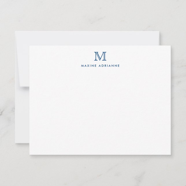 Monogram Navy Blue Simple Classic Formal Elegant Card (Front)