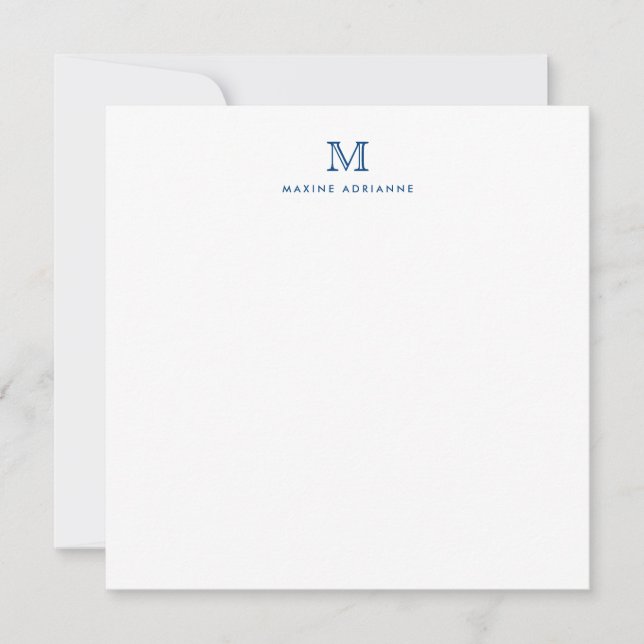Monogram Navy Blue Simple Modern Typography Card (Front)