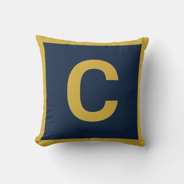 MONOGRAM NAVY GOLD  DOUBLESIDED Cushion Pillow (Front)