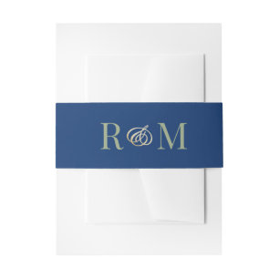 Monogram Navy Olive Sage Green Elegant Wedding Invitation Belly Band
