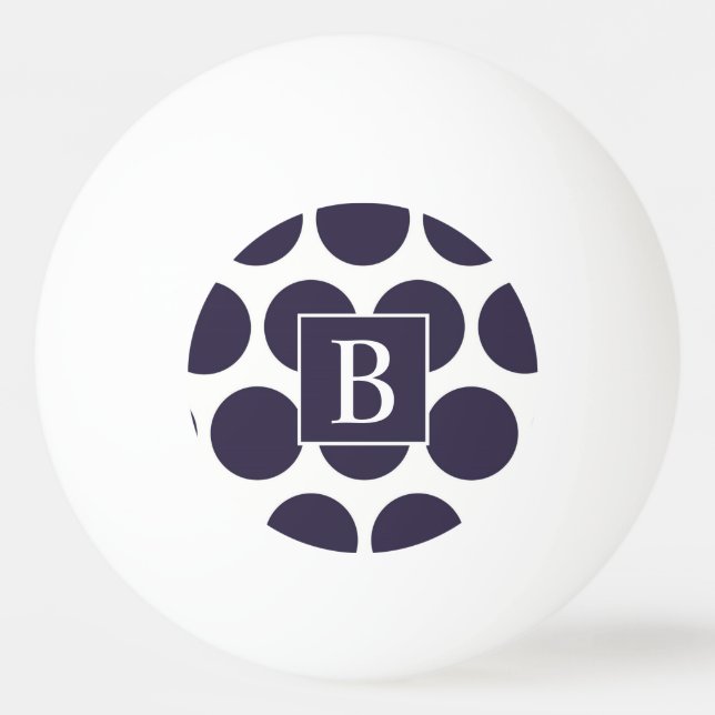 Monogram Navy Polka Dot Ping Pong Ball (Front)
