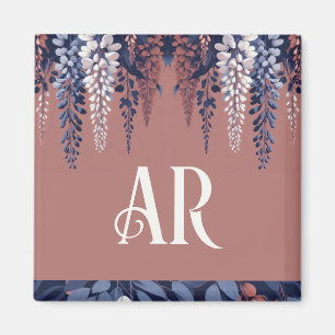Monogram Navy Rose Wisteria Elegance Magnet