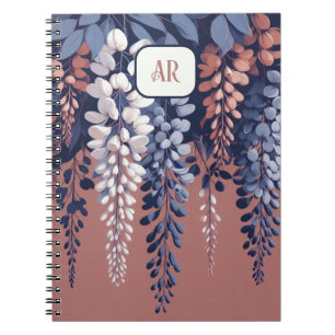 Monogram Navy Rose Wisteria Elegance Notebook