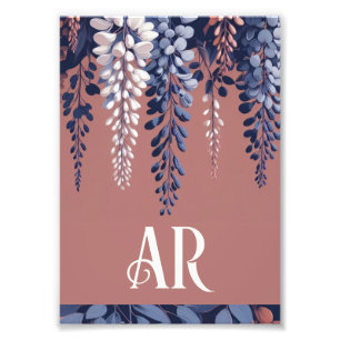 Monogram Navy Rose Wisteria Elegance Photo Print