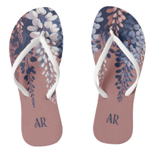 Monogram Navy Rose Wisteria Elegance Thongs