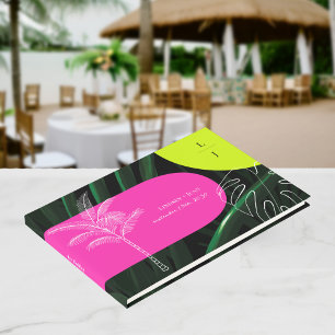 Monogram Neon Arches Tropical Wedding Guest Book