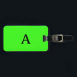 Monogram Neon Green Script Wedding Gift Favour Luggage Tag<br><div class="desc">Monogrammed initial and also personal details like name,  address,  phone number and email all of which you can edit. Designed with attractive solid neon green colour background,  you can change the colour if you wish. Cool travel gift idea for him or her.</div>