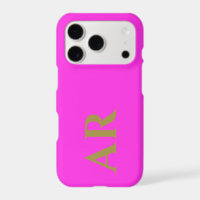 Monogram Neon Hot Pink Gold Initials Minimalist