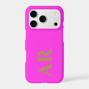 Monogram Neon Hot Pink Gold Initials Minimalist 