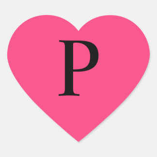 Monogram Neon Pink Heart Sticker