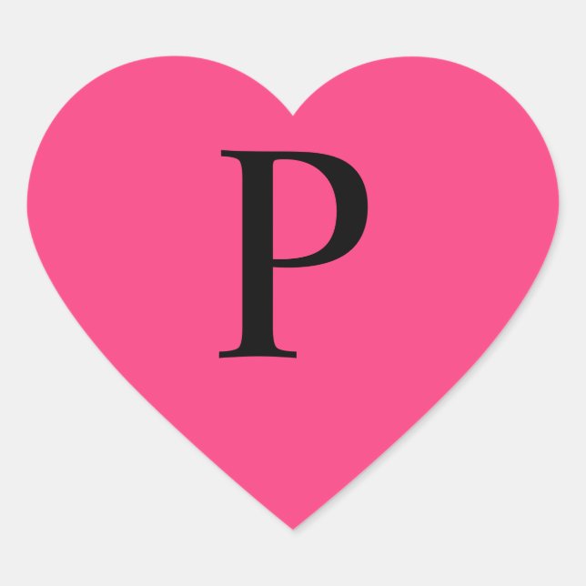 Monogram Neon Pink Heart Sticker (Front)