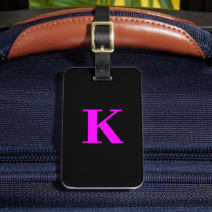 Monogram Neon Pink Magenta Black Custom Colour Luggage Tag