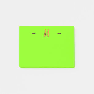 Monogram Neonesque Green and Orange Post-it Notes