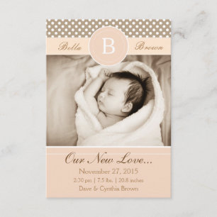 Monogram Neutral Beige Birth Announcement New Love