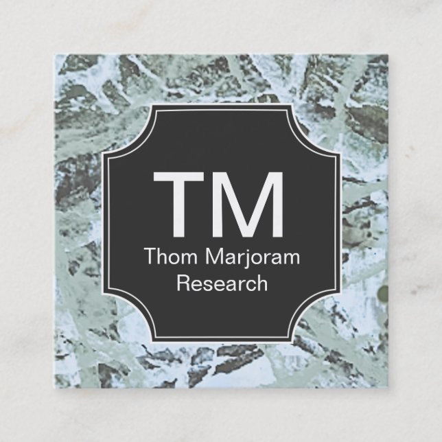 Monogram Neutral Green Abstract Square Business Card (Front)