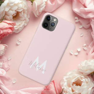 Monogram Neutral Minimalist modern blush pink  iPhone 11 Pro Case