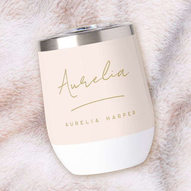 Monogram Neutral Modern Minimal Blush Pink Gold (Creator Uploaded)