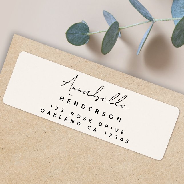 Monogram Neutral | Modern Minimal Return Address Label (An elegant feminine neutral ivory cream address label perfect for special occasions or everyday mail)