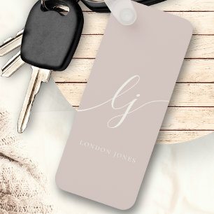 Monogram Neutral Modern Minimalist Dusty Pink Key Ring