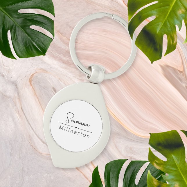 Monogram Neutral Modern Minimalist Elegant Key Ring (Creator Uploaded)