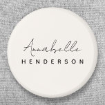Monogram Neutral | Modern Minimalist Stylish 6 Cm Round Badge<br><div class="desc">A simple stylish custom monogram design with a modern minimalist handwritten script typography paired with a block typography in black on a natural ivory cream background. The monogram name can easily be personalised to make a design as unique as you are! The perfectly personal gift or accessory for any occasion!...</div>