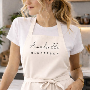 Monogram Neutral   Modern Minimalist Stylish Apron