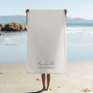Monogram Neutral Modern Minimalist Stylish Beach Towel