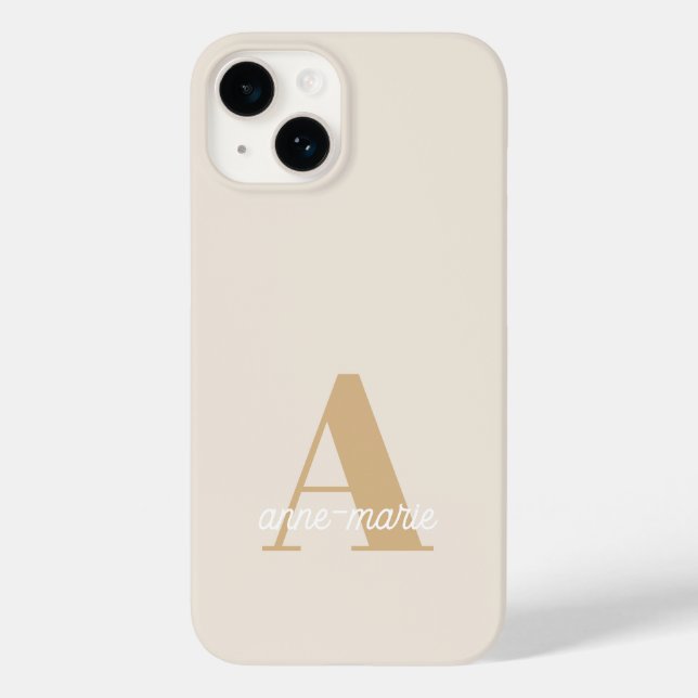 Monogram Neutral Modern Minimalist Stylish Case-Mate iPhone Case (Back)