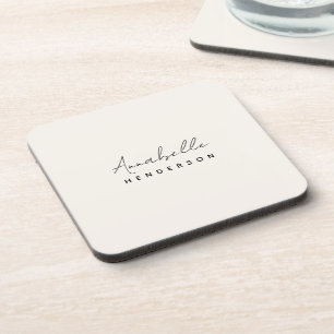 Monogram Neutral   Modern Minimalist Stylish Coaster